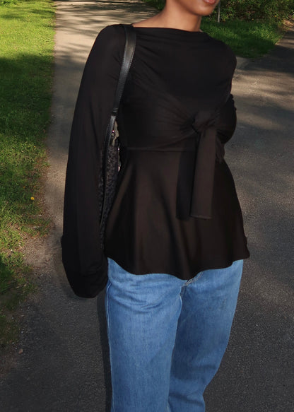 Zerah Wrap Boat Neck Blouse