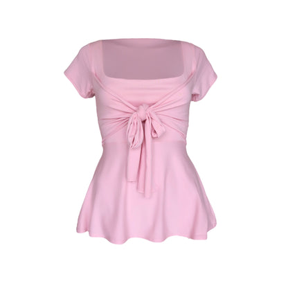 Zerah Wrap Short Sleeve Blouse