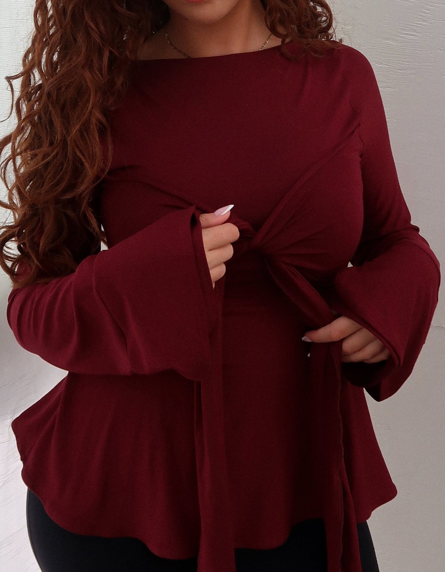 Zerah Wrap Boat Neck Blouse