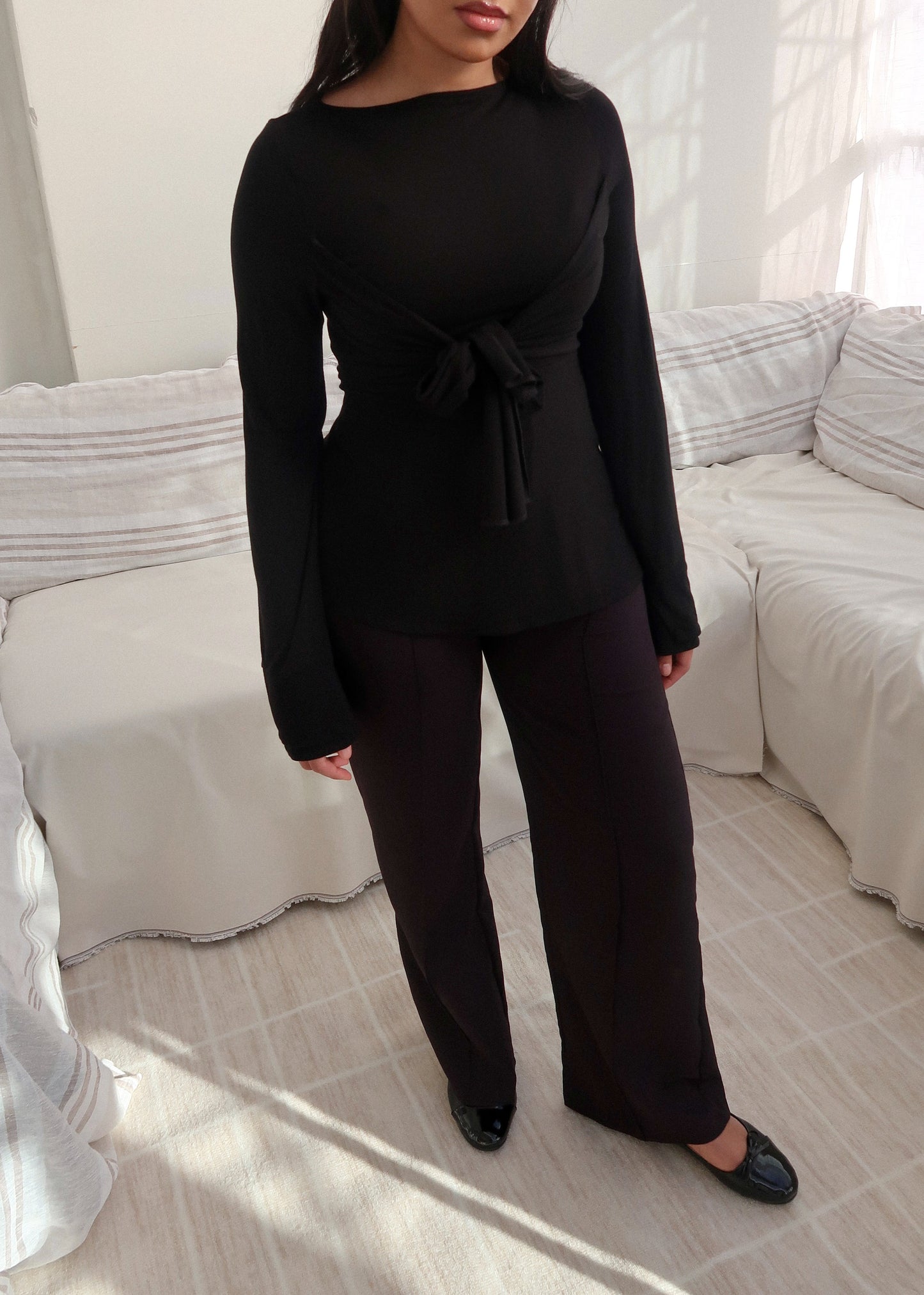 Zerah Wrap Boat Neck Blouse