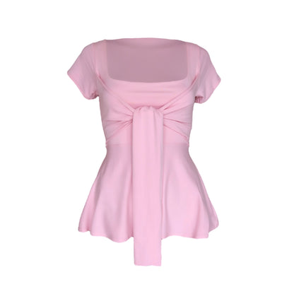 Zerah Wrap Short Sleeve Blouse