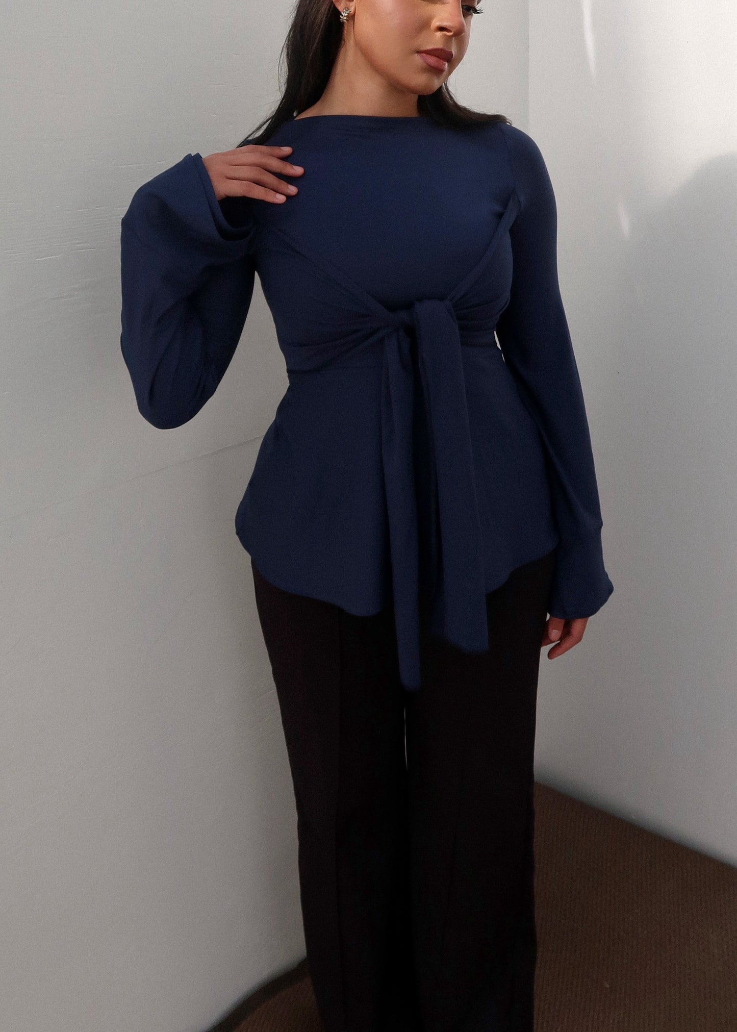 Zerah Wrap Boat Neck Blouse